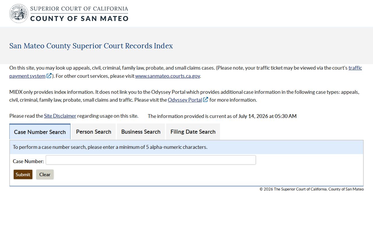 Redwood City people search using the San Mateo Superior Court MIDX index