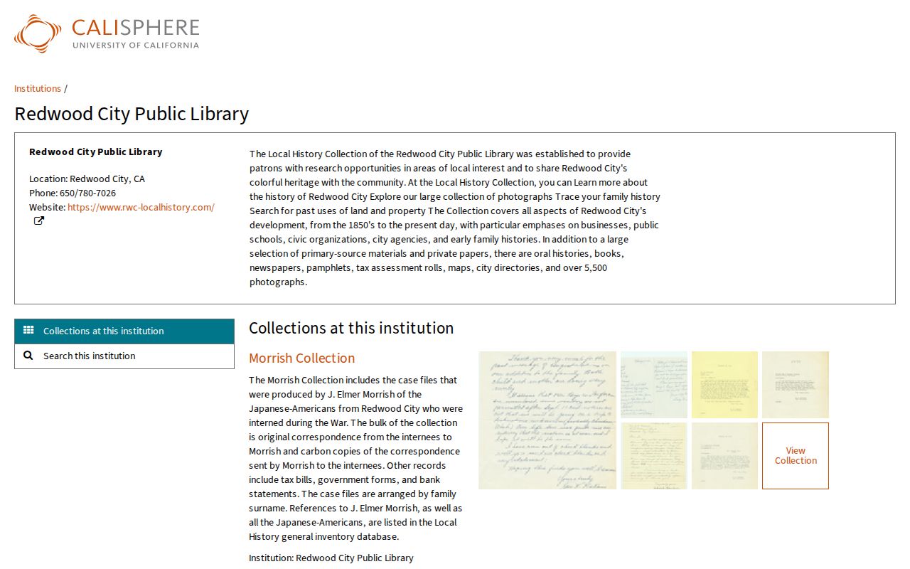 Redwood City people directories in Calisphere library collections