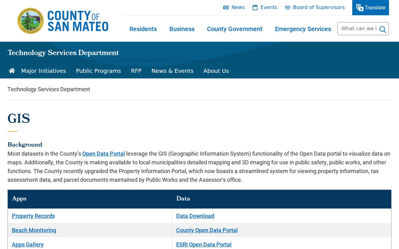 Redwood City public records resource for San Mateo County GIS property information